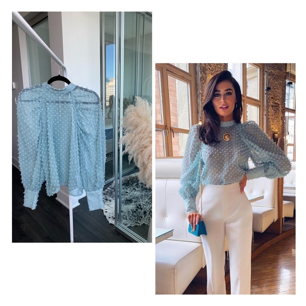 Zara Green Puff Sleeve Top